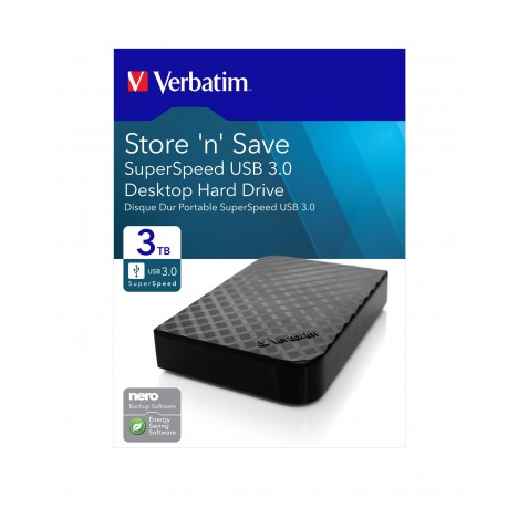 Disque Dur Externe Verbatim Store 'n' Save 3.5" USB 3.0 / 3 To