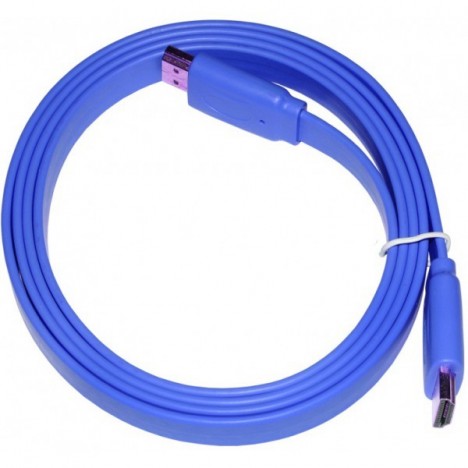 Câble HDMI Plat 1.5M Bleu