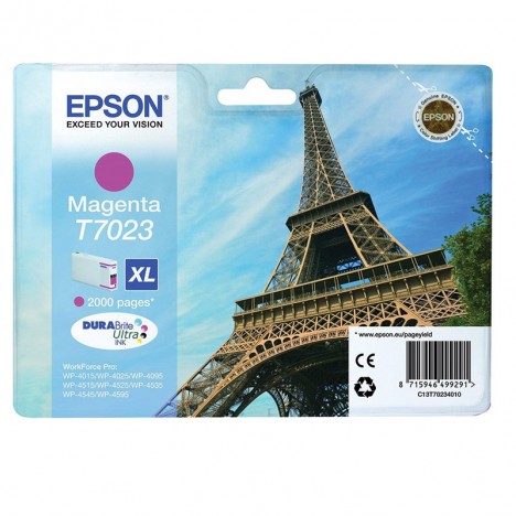 Cartouche d'encre Original (2400 p) Epson T7023 pour WP4000/4500 Taille XL - Magenta (C13T70234010)