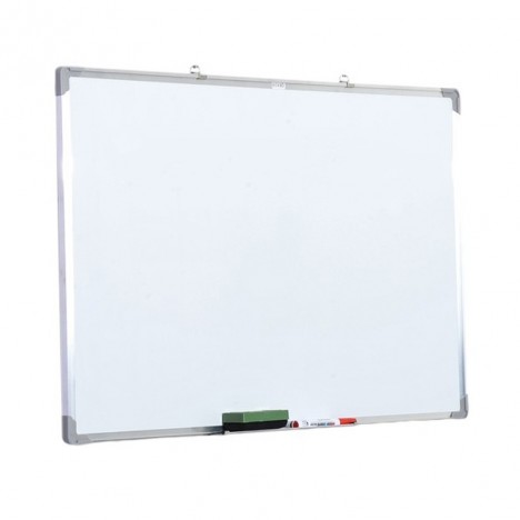 Tableau blanc magnétique Tableau magnétique 90x60cm avec cadre en aluminium  et plumier 12 aimants de couleur