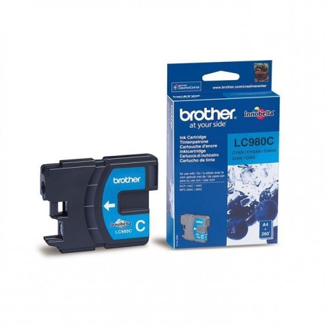 Cartouche Jet d'encre Originale Brother LC980C pour Brother DCP145C , MFC250C - Cyan (260 Pages)