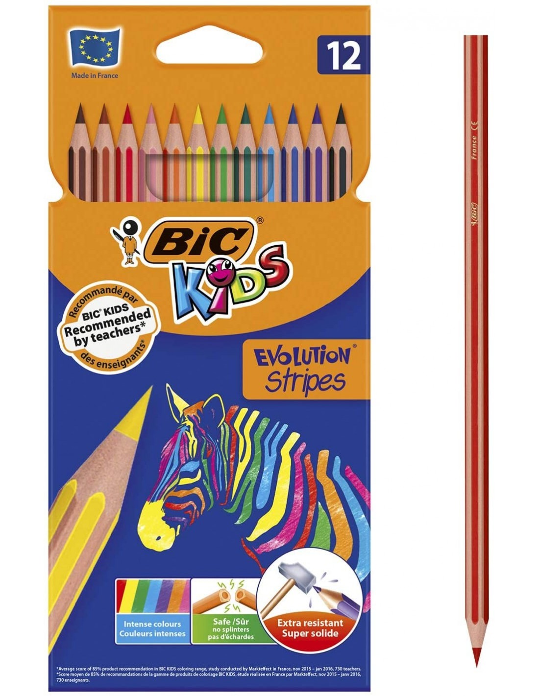 Paquet de 12 crayons de bois couleurs assorties