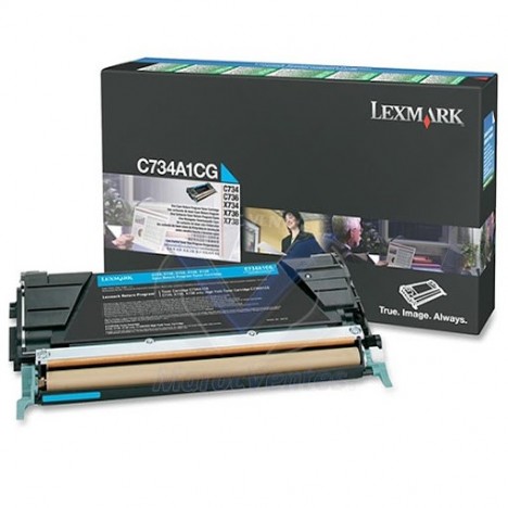 Toner Original Lexmark C734, C736, X734, X736, X738 Cyan (6K) - C734A1CG