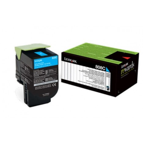 Toner Original Lexmark 808C Cyan CX310,410,510 (1K) - 80C80C0