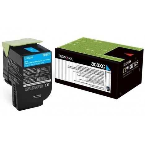 Toner Original Lexmark 808XC Cyan CX510 (4K) - 80C8XC0