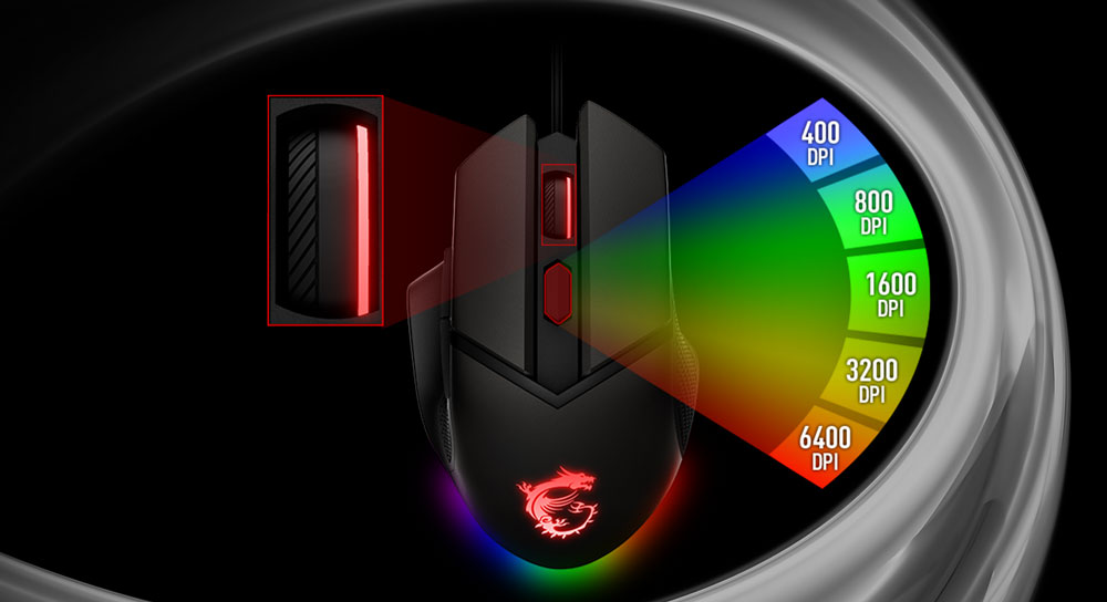 Souris Gaming MSI Clutch GM20 Elite RGB avec Poids Ajustable / Noir